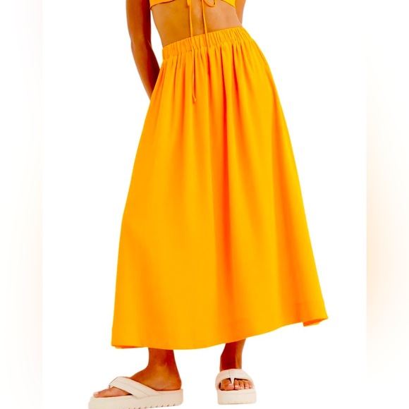 *NEW* 🍊 FOR LOVE & LEMONS CLEMENTINE MIDI POPLIN SKIRT SMALL - Picture 1 of 7